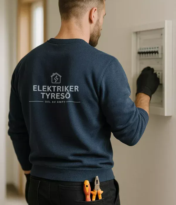 Elektriker i Tyresö arbetar med verktyg vid eljobb